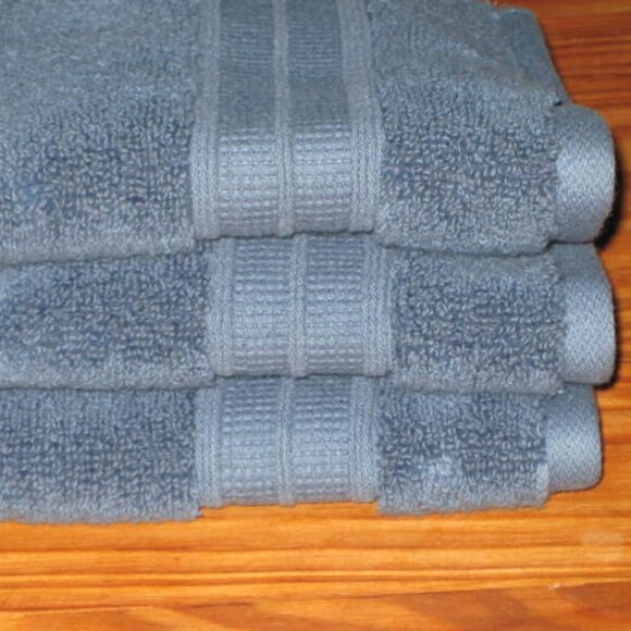 NEW Pottery Barn Hydrocotton Quick Dry 3 Blue Washcloths Cotton Made in Turkey - Picture 7 of 8
